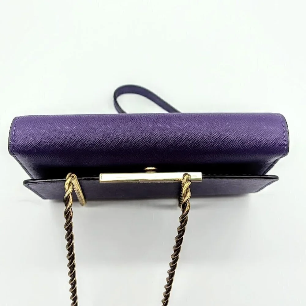 Henri Bendel Purple Saffiano Leather Wallet Wristlet Clutch NWOT